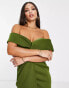 Фото #6 товара ASOS DESIGN Tall off shoulder twist front midi dress olive