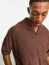 ASOS DESIGN oversized revere polo shirt in brown texture
