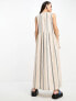 Фото #3 товара Selected Femme smock maxi dress in beige stripe