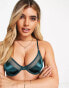 Фото #3 товара ASOS DESIGN Cleo high shine satin underwire bra in teal