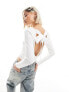 Фото #5 товара ASOS DESIGN bow tie back long sleeve top in ivory