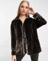 Фото #1 товара Free People oversized velvet shirt in chocolate brown