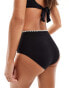 Фото #4 товара In The Style high waist contrast cross stitch bikini bottom co-ord in black