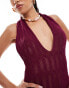 Фото #4 товара Murci halterneck honeycomb knit cut out maxi dress in deep purple