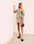 Фото #2 товара ASOS LUXE bandeau structured corset belted mini dress in animal print jacquard