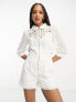 Фото #4 товара Morgan lace cutwork playsuit with zip detail in white