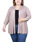 Фото #2 товара Plus Size Draped Open-Front Cardigan Sweater