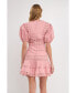 Фото #3 товара Women's Plunging Lace Trim Dress with Puff Sleeve
