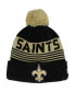 Big Boys Black New Orleans Saints Proof Cuffed Knit Hat with Pom