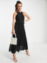 Фото #1 товара Style Cheat high neck pleated midaxi dress in black