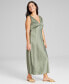 Фото #3 товара Women's Satin Sleeveless Maxi Dress, Created for Macy's
