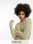 Фото #1 товара ASOS DESIGN Tall crop jumper in textured ladder stitch in khaki co-ord