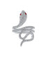 ფოტო #1 პროდუქტის Spiral Wrap Serpent Snake Fashion Statement Ring For Women Red Eye Cubic Zirconia Pave CZ Rhodium Plated Brass