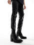 Фото #11 товара ASOS DESIGN over the knee heeled chelsea boots on chunky sole in black