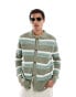 Фото #1 товара ASOS DESIGN knitted pointelle cardigan in green and white stripe