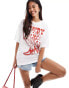 JJXX oversized t-shirt with howdy cowgirl chest print in white