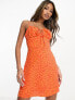Фото #1 товара Collective the Label exclusive ruched bust mini dress in orange heart print
