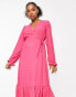 Фото #3 товара New Look wrap midi dress in pink check