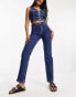 Weekday Smooth high waist slim leg stretch jeans in nobel blue