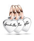 ფოტო #1 პროდუქტის Sterling Silver Two-Tone Splitable Family Generation of Hearts Triple Dangle Charm