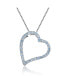 ფოტო #6 პროდუქტის Sterling Silver with Round Cubic Zirconia Thick Open Heart Frame Necklace