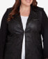 ფოტო #5 პროდუქტის Plus Size Rue Rivoli Women's Faux Leather Jacket With Knit Sleeves