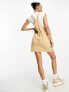 Tommy Jeans logo corduroy pinafore dress in sand