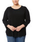 Фото #4 товара Plus Size Ribbed Round-Hem 3/4-Sleeve Sweater