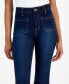 Juniors' High-Rise Patch-Pocket Flare-Hem Jeans