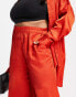 Vero Moda Curve wide leg satin trouser co-ord in red