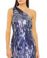 ფოტო #3 პროდუქტის Women's One Shoulder Ombre Fringe Paillette Mini Dress