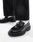 ASOS DESIGN penny loafers in faux black croc with snaffle