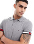 Фото #2 товара Tommy Hilfiger logo cuff slim fit polo in grey heather