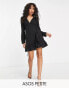 Фото #1 товара ASOS DESIGN Petite wrap front mini dress in black