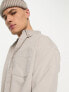 ASOS DESIGN oversized cord shirt in stone grey