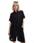 Фото #1 товара Selected Gulia cropped linen blend shirt co-ord in black