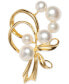 ფოტო #1 პროდუქტის Cultured Freshwater Pearl (7mm & 5mm) Pin in Sterling Silver and 18k Gold Over Silver