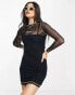 ellesse mesh dress in black with green logo