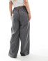 Фото #8 товара In The Style Plus x Perrie Sian exclusive wide leg drawstring trouser in grey pinstripe