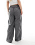 In The Style Plus x Perrie Sian exclusive wide leg drawstring trouser in grey pinstripe