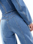 Фото #2 товара & Other Stories high waist barrel leg jeans with seam detail in mid wash blue