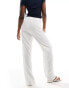 4th & Reckless linen mix tie waist wide leg trousers in white