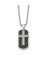 ფოტო #1 პროდუქტის Black & Grey Carbon Fiber Inlay 2 Piece Cross Dog Tag Necklace
