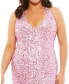 Women's Plus Size Sequined Halter Strap Open Back Trumpet Gown