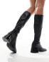 ASOS DESIGN Cloud flared block heel sock knee boots in black