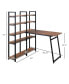 Фото #3 товара 5 Tier Versatile L-Shaped Computer Desk, Writing Table with Display Shelves and Metal Frame, Space-Saving for Study, Home Office, Walnut