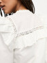 Фото #4 товара Miss Selfridge victoriana lace insert shirt in white