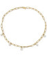ფოტო #2 პროდუქტის Cultured Freshwater Pearl (7 - 7-1/2mm) Paperclip Link 18" Collar Necklace in 14k Gold-Plated Sterling Silver