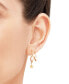 Polished Double Illusion Dangling Star Hoop Earrings in 14k Gold