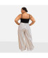 ფოტო #3 პროდუქტის Plus Size Edith Stripe Wide Leg Pants W. Pockets